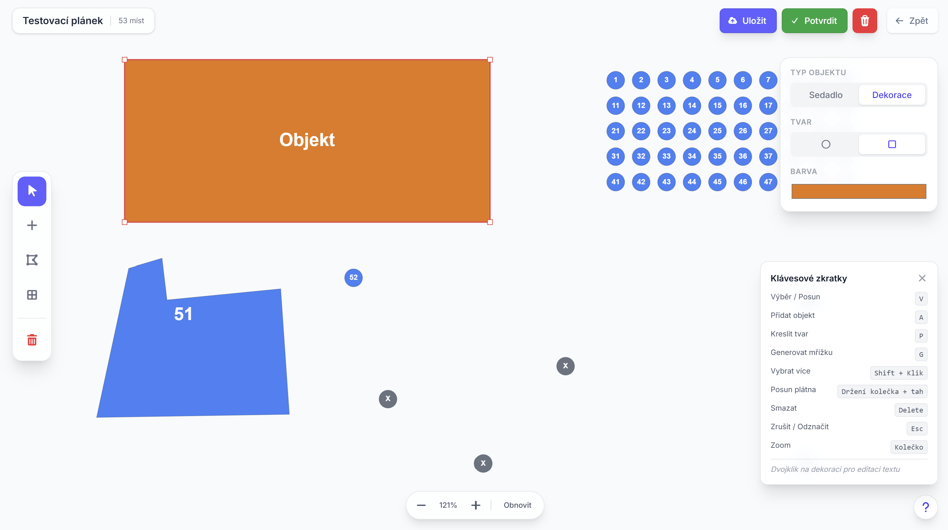 Editor plánků sezení